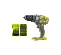 Pack RYOBI - Perceuse à percussion R18PD3-0 - 18V One+ sans batterie ni chargeur - Coffret 38 accessoires perçage-vissage - porte embouts RAK38SDD