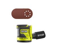 Pack RYOBI - Ponceuse excentrique RROS18-0 - 18V One+ - Sans batterie ni chargeur - 10 Disques abrasifs - 125mm - Grain 100, 120, 240, 320