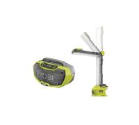 Pack RYOBI Radio d'atelier stéréo 18V One+ R18RH-0 - Lampe led modulable 18V One+ 850 Lumens R18ALF-0