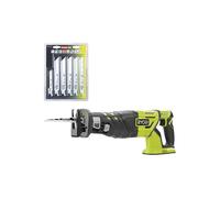 Pack RYOBI - Scie sabre Brushless R18RS7-0 - 18V One+ - sans batterie ni chargeur - Lot de 6 lames RAK06RB universelles bois et métal 100/152 mm