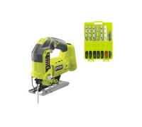 Pack RYOBI - Scie sauteuse pendulaire R18JS-0 - 18 V One+ sans batterie ni chargeur - 10 lames bois métal plastique granite carrela