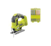 Pack RYOBI - Scie sauteuse pendulaire R18JS-0 - 18 V One+ - Sans batterie ni chargeur - Coffret 10 lames 102 mm bois - plastique -