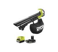 Pack RYOBI Souffleur Aspiro-Broyeur OBV18 - 18V One+ Brushless - 1 Batterie 2.0Ah - 1 Chargeur rapide