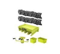 Pack RYOBI Système LINK 2 rails muraux - Étagère polyvalente - Bac simple et double - Crochet