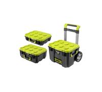 Pack RYOBI Système LINK Boîte à outils sur roulettes - Boite à outils medium - Boîte à outils compacte