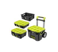 Pack RYOBI Système LINK Boîte à outils sur roulettes - Boite à outils medium - Boîte à outils compacte - Caisse