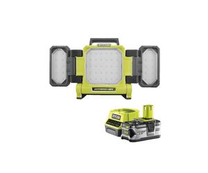 Pack RYOBI Triple panneau lumineux LED Hybrid 3000 Lumens Filaire et sur batterie 18V RLPH18-0 - 1 Batterie 4.0Ah - 1 Chargeur rapide RC18120-140