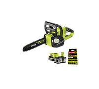 Pack RYOBI Tronçonneuse 18V One+ OCS1830-1 batterie 5.0Ah - 1 chargeur 2.0Ah RC18120-150 - chaine 30cm RAC227