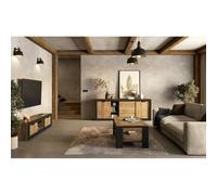 Pack Salon Loft MEUNIER - Meuble TV, Buffet & Table Basse en Chêne Samdal & Noir Mat