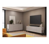 Pack Salon Salma - Buffet 2 Portes & 3 tiroirs et Meuble TV 2 Portes & 2 tiroirs Beige & Noir Mat