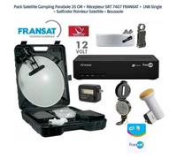 Pack Satellite Camping - FRANSAT - SRT 7407 - Parabole 35 CM - LNB Single - Kit Complet