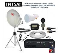 PACK SATELLITE CAMPING TNTSAT Trepied + Parabole pliable + Récepteur TNTSAT THS 806 + Kit Satfinder + Kit Coaxial