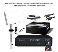 PACK SATELLITE - SELFSAT - CAMP 38 - Récepteur THS 806 - Kit Coaxial 20m - Idéal Caravane/Camping Car