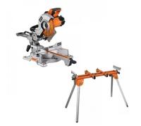 Pack scie à onglet radiale Ø254mm - 1800W + piétement - PS254L+PSU1000 AEG Powertools