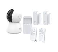 Pack sécurité, 1 Caméra WiFi intérieure motorisée 4 MP et Hub système d'alarme + 2 détecteurs d'ouverture + 1 détecteur de Mouvement + 2 télécommandes