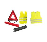 Pack sécurité HTC EQUIPEMENTS- 1 triangle de signalisation 550grs + 2 gilets de sécurité jaune taille XL 2 bandes réfléchissantes
