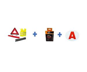 Pack sécurité ""jeunes conducteurs"" HTC EQUIPEMENTS-1 gilet de sécurité + 1 triangle + 1 transmetteur FM + 1 disque électrostatique A