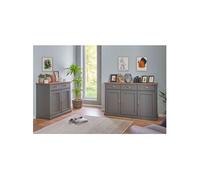 MELINA - Pack Séjour 2 Buffets de Rangement en Pin Massif - Altobuy Gris