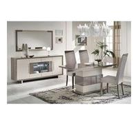 AUXANE - Pack Séjour Table Allongeable + Buffet 4P Led Gris Métallisé et Mat - Altobuy Gris