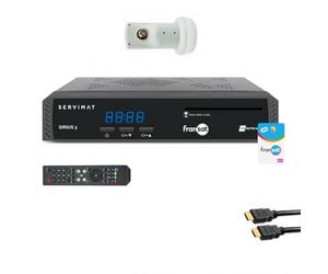 Pack SERVIMAT Récepteur TV Satellite HD + Carte Fransat PC7 + Câble HDMI + LNB Single
