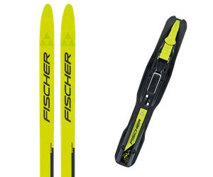 Pack ski de fond." Fischer Sprint Crown 24 + Fixations - Enfant - Jaune / Noir - taille 130 - modèle 2024