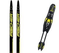 Pack ski de fond classique." Fischer Twin Skin Pro Medium 24 + Fixations - Mixte - Noir / Jaune - taille 182 - modèle 2024