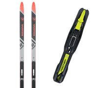 Pack ski de fond." Rossignol Speed R-skin Ss 24 + Fixations - Enfant - Rouge / Gris / Noir - taille 120 - modèle 2024
