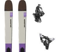 Pack ski de randonnée." Salomon Mtn 96 Carbon Almond Milk/black/purple Opulence 27 + Fixations - Homme - Gris / Noir / Violet - taille 182 - modèle 2027