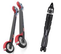 Pack ski roue." Kv+ Rollerski Launch Skate Curved 60 Cm Standard Wheels 25 + Fixations - Mixte - Noir - taille Unique - modèle 2025