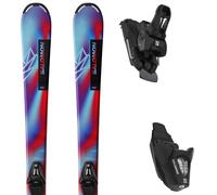 Pack ski." Salomon Qst Jr S + C5 Gw J75 Pastel Neon Blue 3/poppy Red/black 25 - Enfant - Rouge / Bleu / Violet - taille 100 - modèle 2025