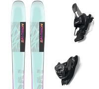 Pack ski freeride." Salomon Qst Lumen 98 Bleach Aqua/rhod Red/gold Poppy 24 + Fixations - Femme - Bleu / Gris - taille 176 - modèle 2024
