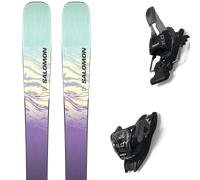 Pack ski." Salomon Stance W 88 Black/chive Blossom/aquatic 25 + Fixations - Femme - Violet / Vert / Noir - taille 154 - modèle 2025