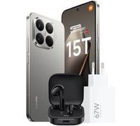 Pack Smartphone Xiaomi 15T 6,83" 5G Double nano SIM 256 Go Gris Titane conçu avec Leica + Xiaomi Hyper chargeur 67W sans câble + Redmi buds 6 active Noir Gris titane