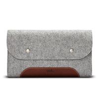 Pack & Smooch Accessoires Sac Small Case 100% Feutre De Laine Et Cuir Tanné Végétal Fait à La Main - Gris/Marron Clair