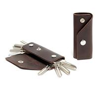 Pack & Smooch Porte clés Keysmart Organisateur Cuir tanné végétal Kingsley L pour jusqu'à 10 clés brun foncé Made in Germany