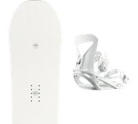 Pack snowboard." Arbor Poparazzi Rocker 23 + Fixations - Femme - Blanc - taille 147 - modèle 2023