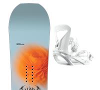 Pack snowboard." Gnu Gloss 25 + Fixations - Femme - Bleu / Orange - taille 144 - modèle 2025