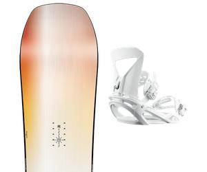 Pack snowboard." Nitro Optisym W 25 + Fixations - Femme - Orange / Bleu / Blanc - taille 138 - modèle 2025