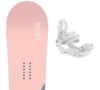 Pack snowboard." Roxy Dawn 25 + Fixations - Femme - Rose / Gris - taille 149 - modèle 2025