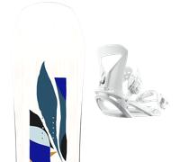 Pack snowboard." Salomon Rumble Fish White/black/blue 25 + Fixations - Femme - Blanc / Bleu - taille 148 - modèle 2025