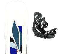 Pack snowboard." Salomon Rumble Fish White/black/blue 25 + Fixations - Femme - Blanc / Bleu - taille 148 - modèle 2025