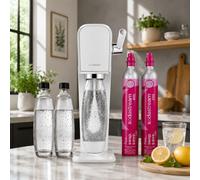 Pack SodaStream ART Blanche + 3 Carafe en Verre DUO 1L + 2 Recharges CO₂ Quick Connect 60L