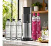 Pack SodaStream DUO® Machine à Eau Pétillante Noire + 3 Carafes en Verre 1L Compatibles DUO + 2 Recharges CO₂ Quick Connect 60L
