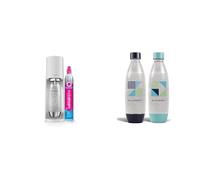 Pack Sodastream Terra Machine à Eau Pétillante et Soda | Pack 3 Bouteilles 1L Compatibles Lave-Vaisselle + 1 Recharge de Gaz 60L à Clipser | Blanche