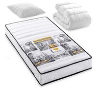 Pack Soho Matelas 90x190 cm New York + couette + oreiller. 5 zones de confort. Épaisseur epaisseur 15 cm - Fabriqué en Belgique