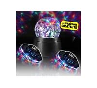 Pack soirée boule disco à led avec rotateur intégré - 2 jeux de lumières ovni sono dj light famille