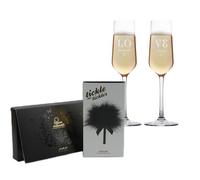 Pack soirée coquine : DUO Flûtes à champagne personnalisables + Menottes et plumeau sexy - Cadeau Saint-Valentin