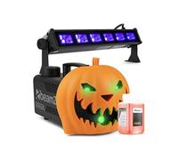 Pack Soirée Halloween - Machine à Fumée Halloween avec Citrouille Animée et Lumière Noire BUV63 - Ambiance Effrayante pour une Soirée Unique, Liquide Inclus