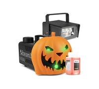 Pack Soirée Halloween - Machine à Fumée Citrouille LED, Rires Diaboliques et Strobe - Prêt à l'emploi