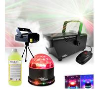 Pack soirées Halloween - IBIZA LIGHT - LYTOR SUN MAGIC - Machine fumée 400W - Demi-sphère 48 LED RGB - Las rouge/vert